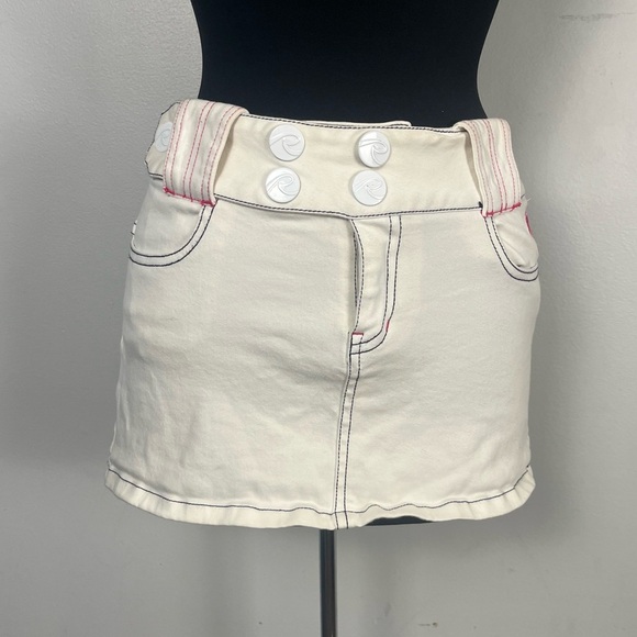 Vintage 90s/y2k request jeans co. Off White and pink mini skirt size small - Picture 1 of 8